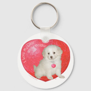 Little White Dog Rescue Valentijn Sleutelhanger