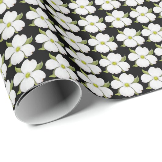 Little White Dogwood Flowers Wrapping Paper Cadeaupapier (Rol Hoek)