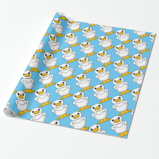 Little White Duck Standing Thunder_Cove Cadeaupapier (Uitgerold)