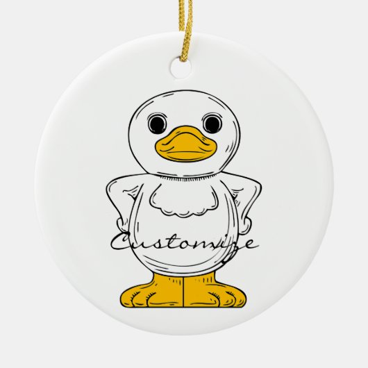 Little White Duck Standing Thunder_Cove Keramisch Ornament (Voorkant)