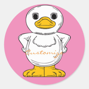 Little White Duck Standing Thunder_Cove Ronde Sticker