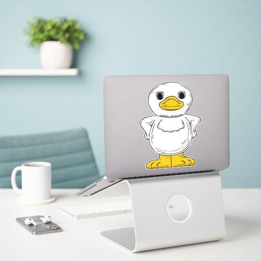 Little White Duck Standing Thunder_Cove Sticker (Laptop op bureau)