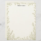 Little White Flowers Frame Stationery Paper Briefhoofd (Voorkant / Achterkant)
