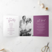 Little white hartscript mulberry white bruiloft drieluik programma (Binnen)