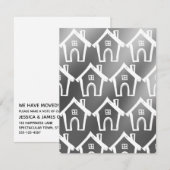 Little White Houses Silver Grey Nieuw Adres Kaart (Voorkant / Achterkant)
