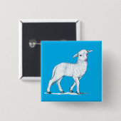 Little White Lamb Vierkante Button 5,1 Cm (Voorkant /achterkant)