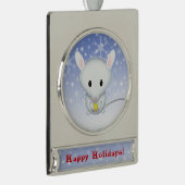 Little White Mouse kerstversiering Verzilverd Banner Ornament (Rechts)