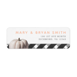 Little White Pumpkin en Buffalo Check Herfst Theme Etiket
