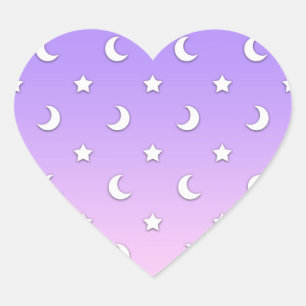 Little White Stars en Moons Pattern Hart Sticker
