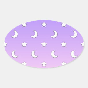 Little White Stars en Moons Pattern Ovale Sticker