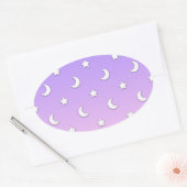 Little White Stars en Moons Pattern Ovale Sticker (Envelop)