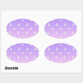 Little White Stars en Moons Pattern Ovale Sticker (Vel)
