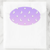 Little White Stars en Moons Pattern Ovale Sticker (Tas)
