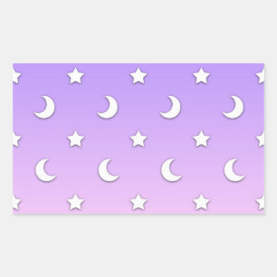 Little White Stars en Moons Pattern Rechthoekige Sticker