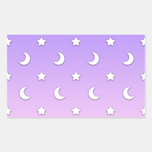 Little White Stars en Moons Pattern Rechthoekige Sticker (Voorkant)