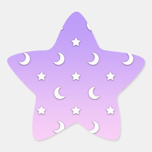 Little White Stars en Moons Pattern Ster Sticker (Voorkant)