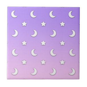 Little White Stars en Moons Pattern Tegeltje