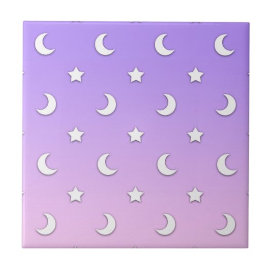 Little White Stars en Moons Pattern Tegeltje (Voorkant)