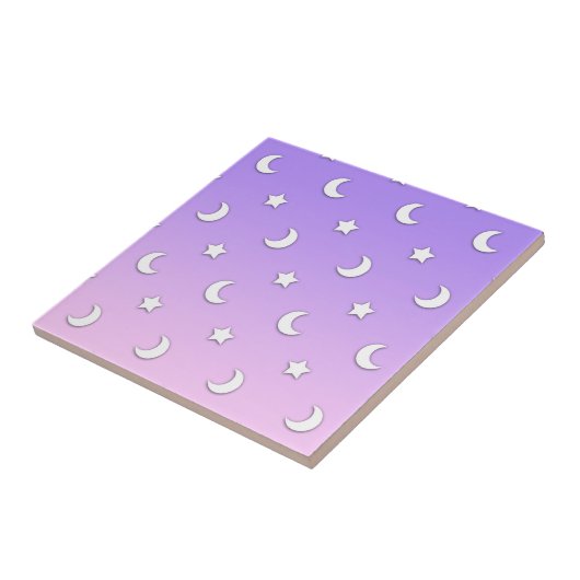 Little White Stars en Moons Pattern Tegeltje (Zijkant)