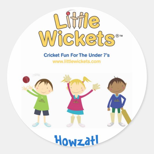 Little Wickets Howzat Ronde Sticker (Voorkant)