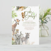 Little Wild Animals Oerwoud Safari Cute Baby showe Kaart (Staand voorkant)