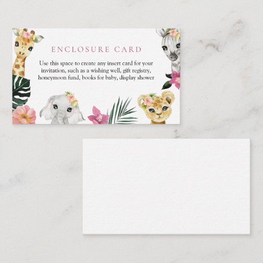 Little Wild Een Oerwoud Baby shower Behuizing Kaar Informatiekaartje (Voorkant / Achterkant)