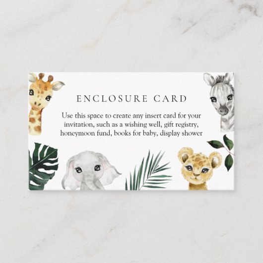 Little Wild Een Oerwoud Baby shower Behuizing Kaar Informatiekaartje (Voorkant)