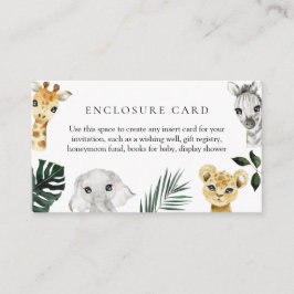 Little Wild Een Oerwoud Baby shower Behuizing Kaar Informatiekaartje