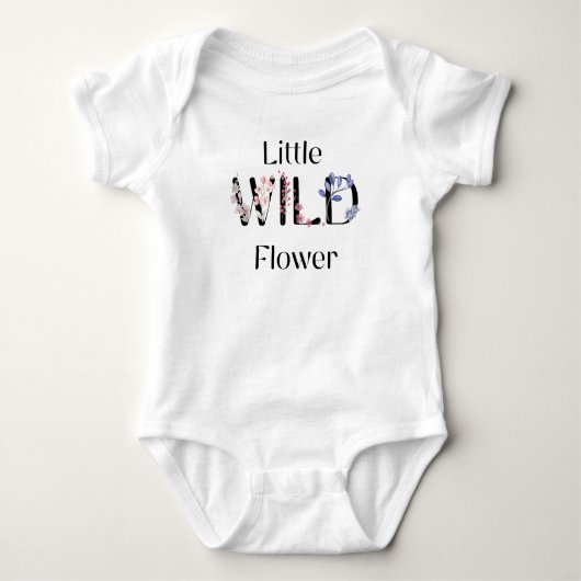 Little wild flower- baby name romper (Voorkant)