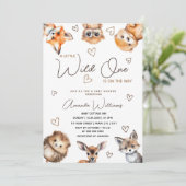 Little Wild One Animal Baby shower Invitation Kaart (Staand voorkant)