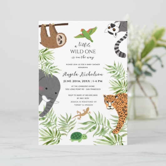 Little Wild One Baby shower Alles in één QR-code Kaart (Staand voorkant)