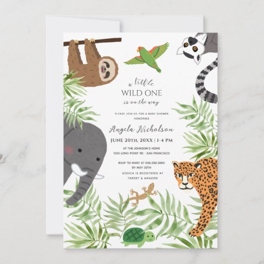 Little Wild One Baby shower Schattigee Oerwouden Kaart (Voorkant)