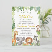 Little Wild One Dieren Baby shower Invitation Kaart (Staand voorkant)