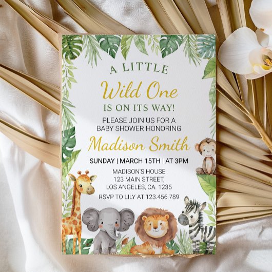 Little Wild One Dieren Baby shower Invitation Kaart
