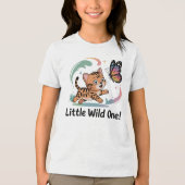 Little Wild One - Kawaii Bengal Cat Chasing Butter Tri-Blend Shirt (Voorkant)
