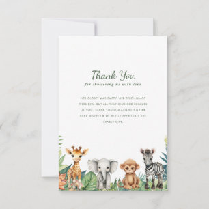 Little Wild One Oerwoud Safari Baby shower Bedankkaart