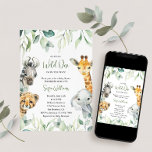 Little Wild One Op de Weg Baby shower Uitnodiging<br><div class="desc">Leuk een Little Wild One is On The Way baby shower uitnodiging beschikt over  groen met schattige waterverf safaridieren. Personaliseer met uw gegevens.</div>