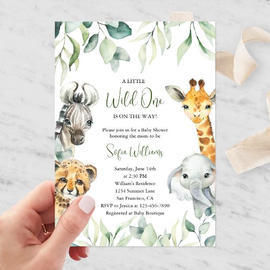 Little Wild One Op de Weg Baby shower Uitnodiging