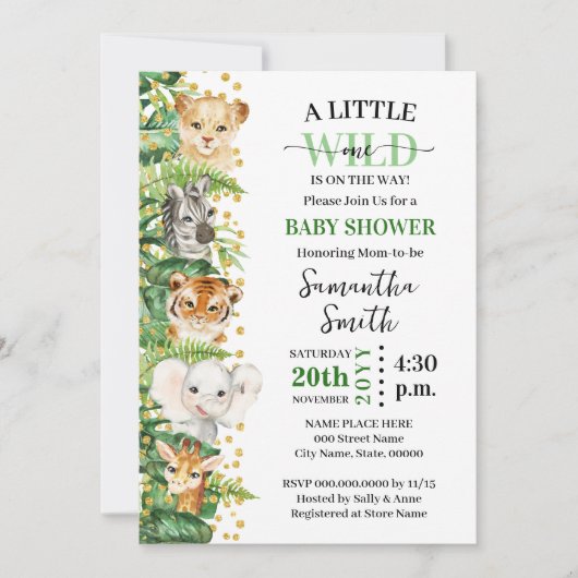 Little Wild One op Way Safari Animal Shower Kaart (Voorkant)