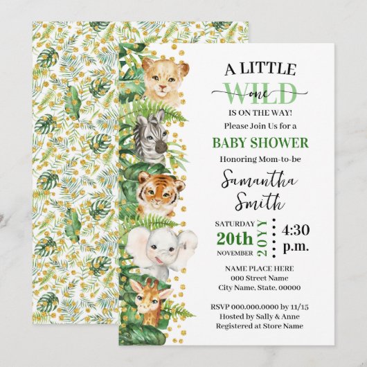 Little Wild One op Way Safari Animal Shower Kaart (Voorkant / Achterkant)