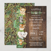 Little Wild One Rustic Safari Animals Baby shower Kaart (Voorkant / Achterkant)