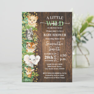 Little Wild One Rustic Safari Animals Baby shower Kaart
