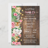 Little Wild One Rustic Safari Pink Baby Shower Kaart (Voorkant)