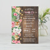 Little Wild One Rustic Safari Pink Baby Shower Kaart (Staand voorkant)