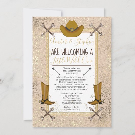 Little Wild One Rustic Western Baby shower per Mai Kaart (Voorkant)