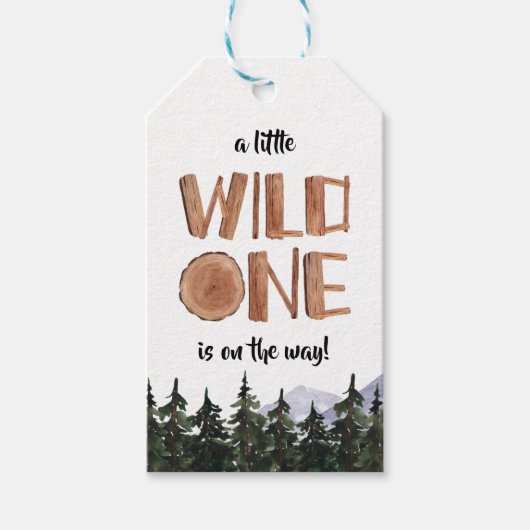 Little Wild One Rustic Woodland Baby shower Cadeaulabel (Voorkant)