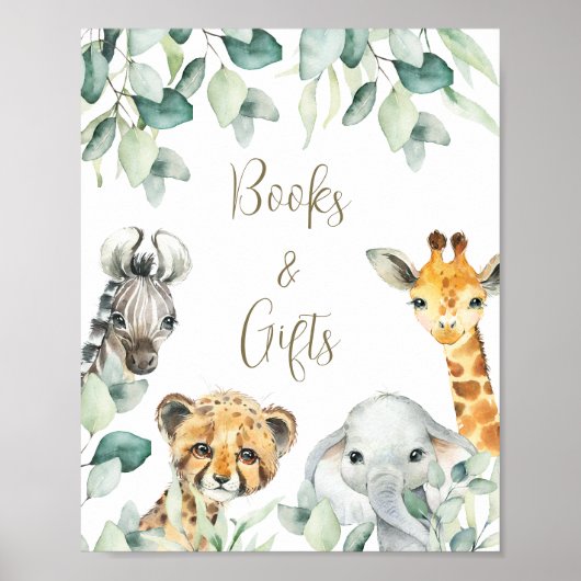 Little Wild One Safari Baby shower Boeken & Gesche Poster (Voorkant)