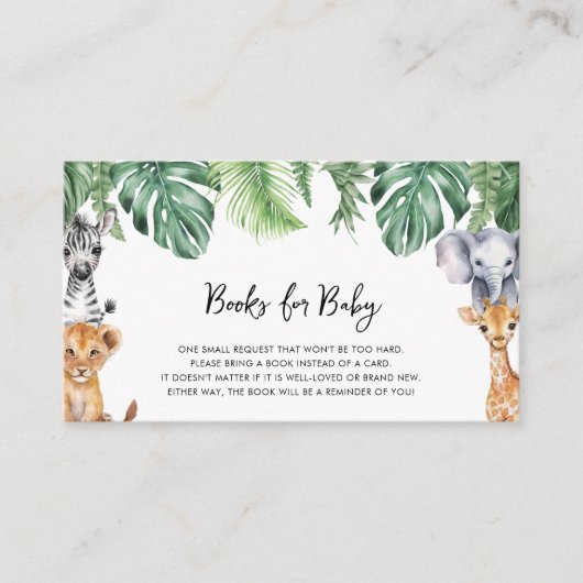 Little Wild One Safari Baby shower boeken voor Bab Informatiekaartje (Voorkant)
