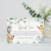Little Wild One Safari Baby shower dank u kaarten (Staand voorkant)