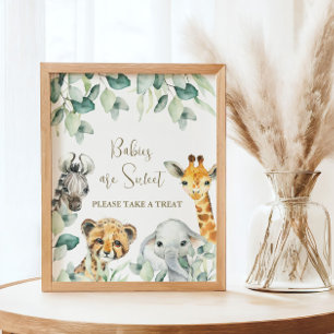 Little Wild One Safari Baby Shower Favorbord Poster